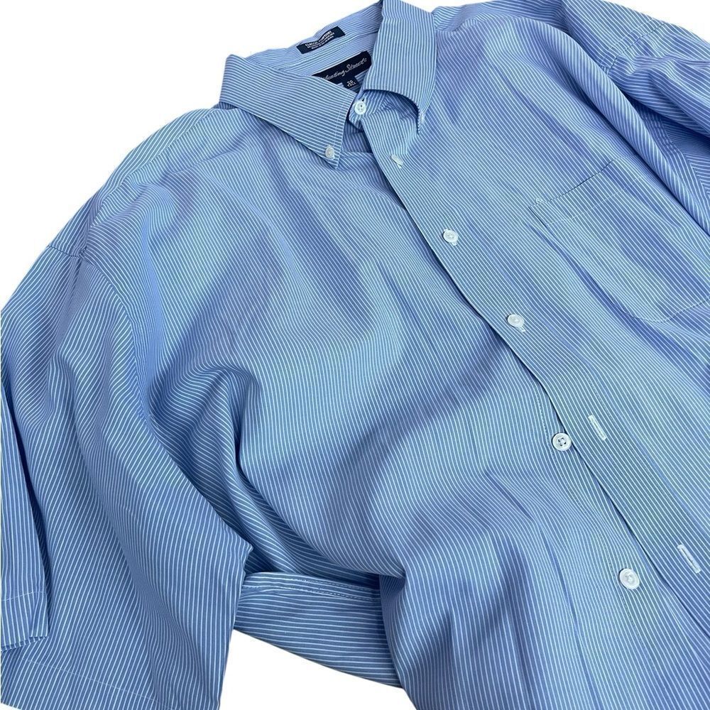 Meeting street like new Men's Blue Striped Shirt size 20 Tall perfect